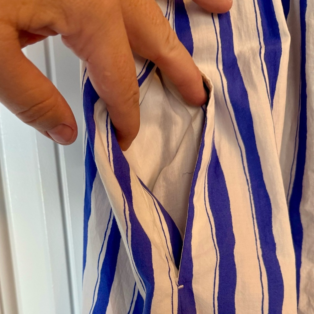 Madewell Blue & White Vertical-Stripe Spaghetti Strap Maxi Dress - Picture 6 of 11